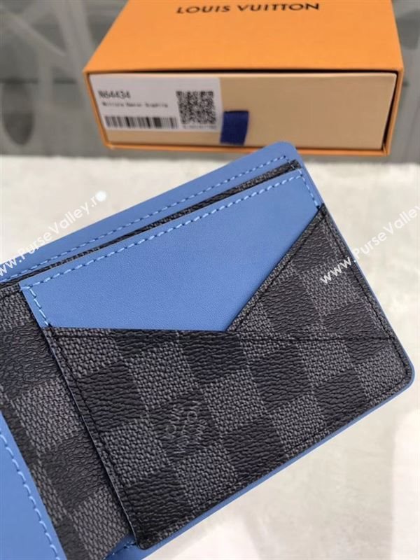 replica N64434 Louis Vuitton LV Multiple Wallet Damier Canvas Purse Bag Blue