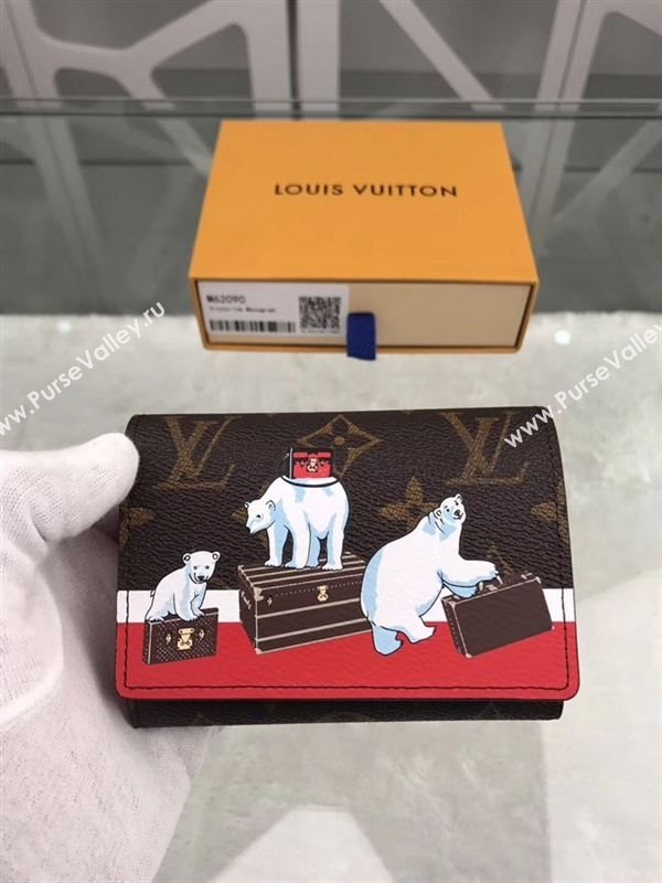 replica M62090 Louis Vuitton LV Victorine Bear Wallet Monogram Canvas Purse Bag Brown