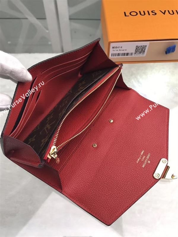 replica M58414 Louis Vuitton LV Pallas Wallet Monogram Canvas Purse Bag Red