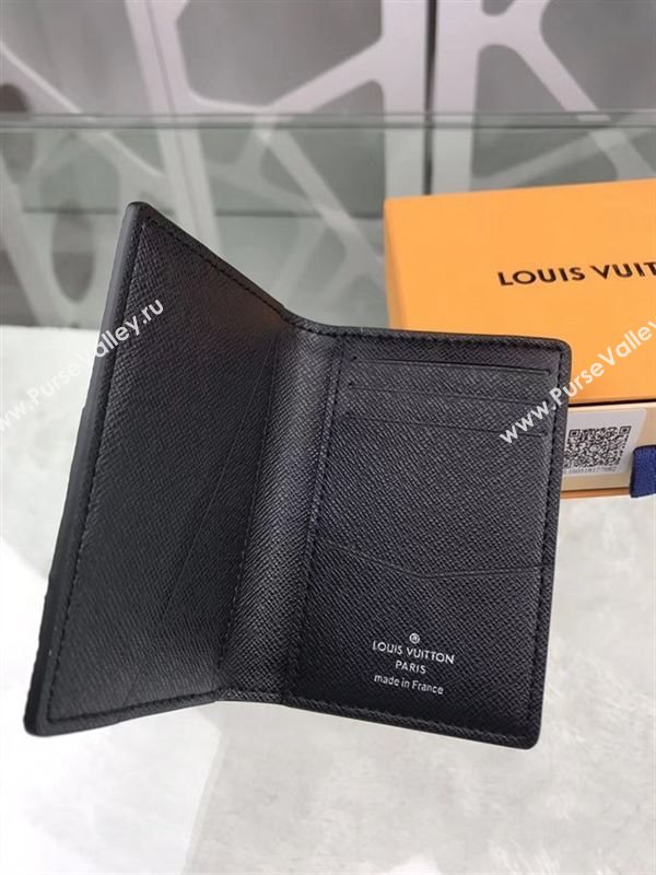 replica M64017 Louis Vuitton LV Pocket Organizer Wallet Taiga Leather Purse Bag Blue