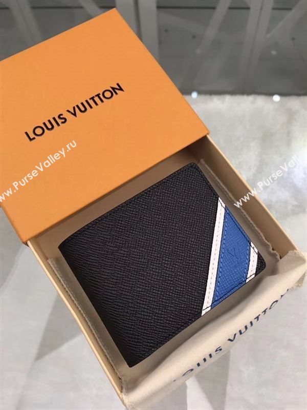 replica M64014 Louis Vuitton LV Multiple Wallet Taiga Leather Purse Bag Blue
