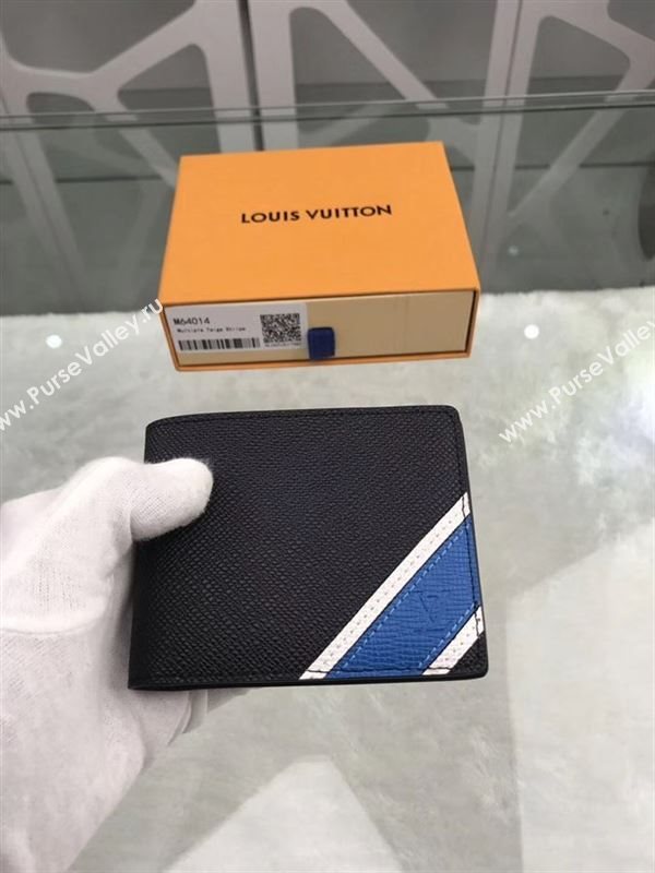 replica M64014 Louis Vuitton LV Multiple Wallet Taiga Leather Purse Bag Blue