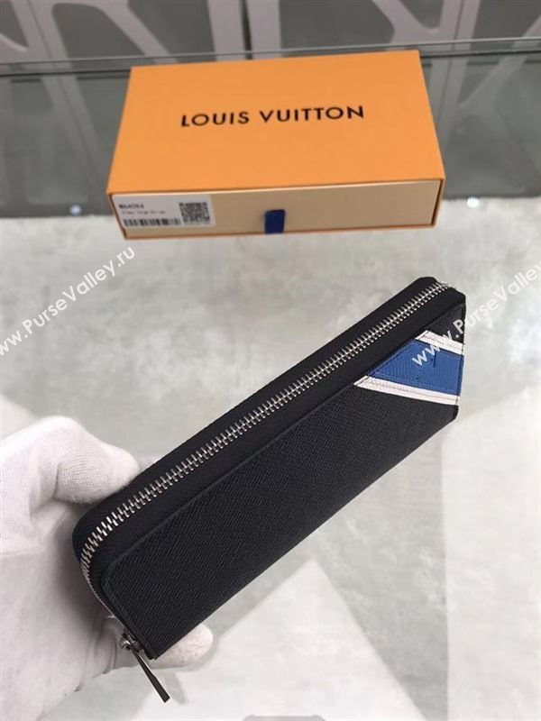 replica M64094 Louis Vuitton LV Zippy Wallet Vertical Taiga Leather Purse Bag Black