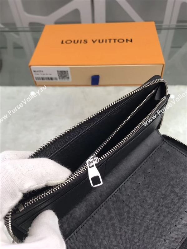 replica M64094 Louis Vuitton LV Zippy Wallet Vertical Taiga Leather Purse Bag Black