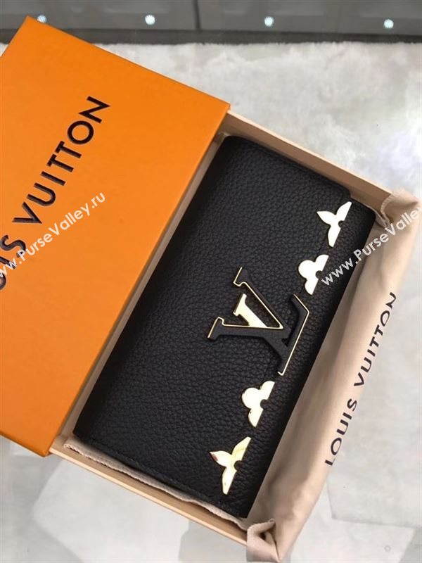 replica M64551 Louis Vuitton LV Capucines Wallet Real Leather Purse Bag Black