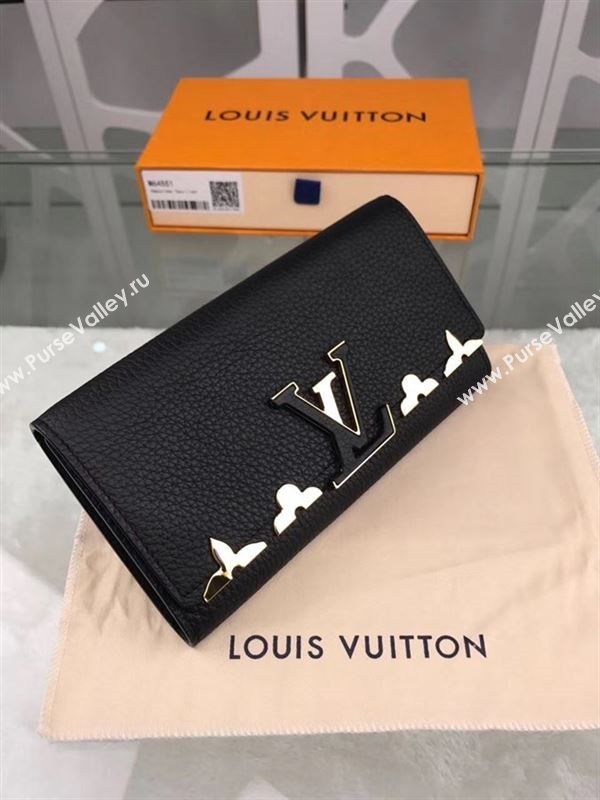 replica M64551 Louis Vuitton LV Capucines Wallet Real Leather Purse Bag Black