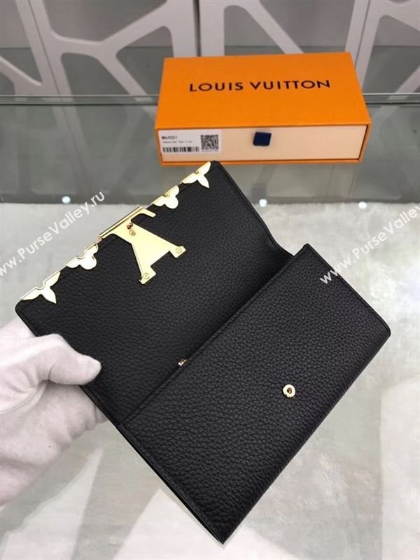 replica M64551 Louis Vuitton LV Capucines Wallet Real Leather Purse Bag Black