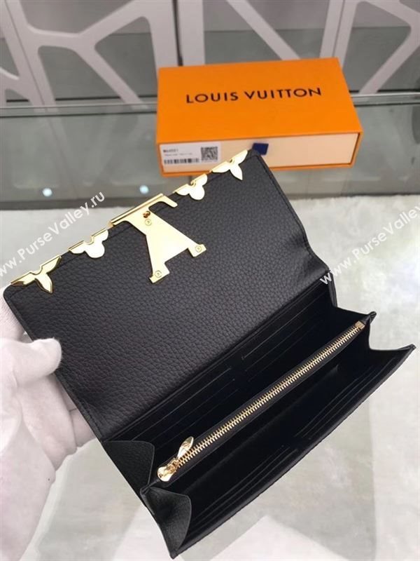 replica M64551 Louis Vuitton LV Capucines Wallet Real Leather Purse Bag Black