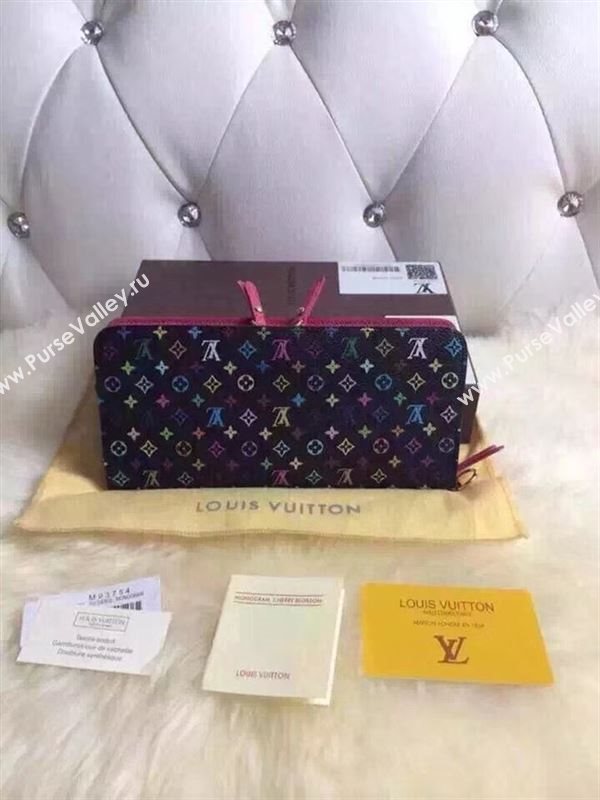 replica Louis Vuitton LV Double Zippy Wallet Monogram Purse Bag Black M93754