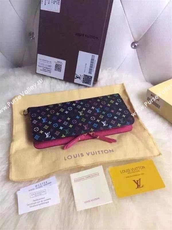 replica Louis Vuitton LV Double Zippy Wallet Monogram Purse Bag Black M93754