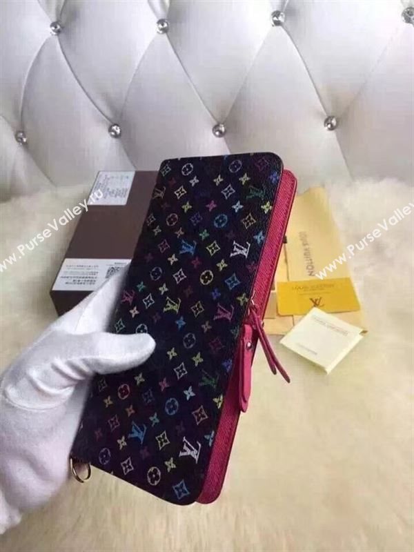 replica Louis Vuitton LV Double Zippy Wallet Monogram Purse Bag Black M93754