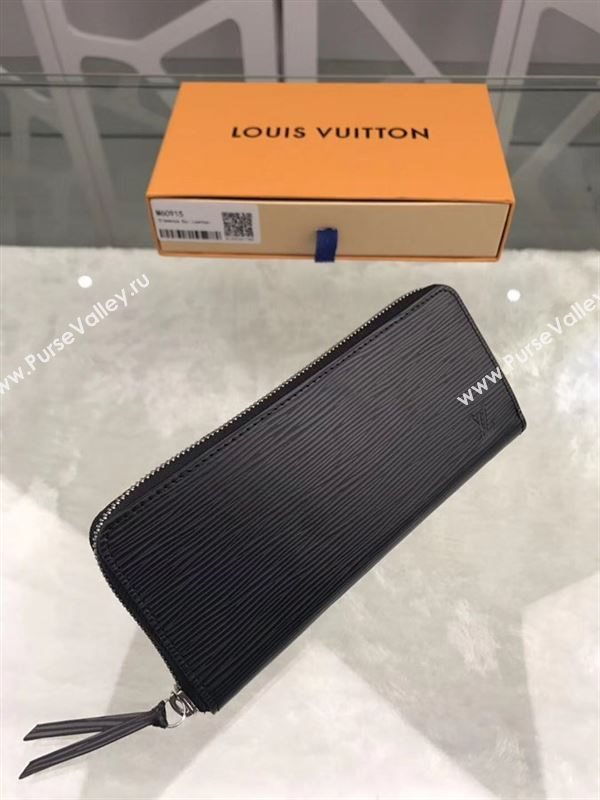 replica Louis Vuitton LV Clemence Wallet Epi Leather Purse Bag Black M60915