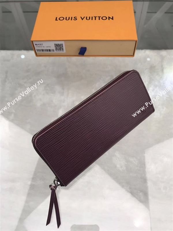 replica Louis Vuitton LV Clemence Wallet Epi Leather Purse Bag Wine M64307