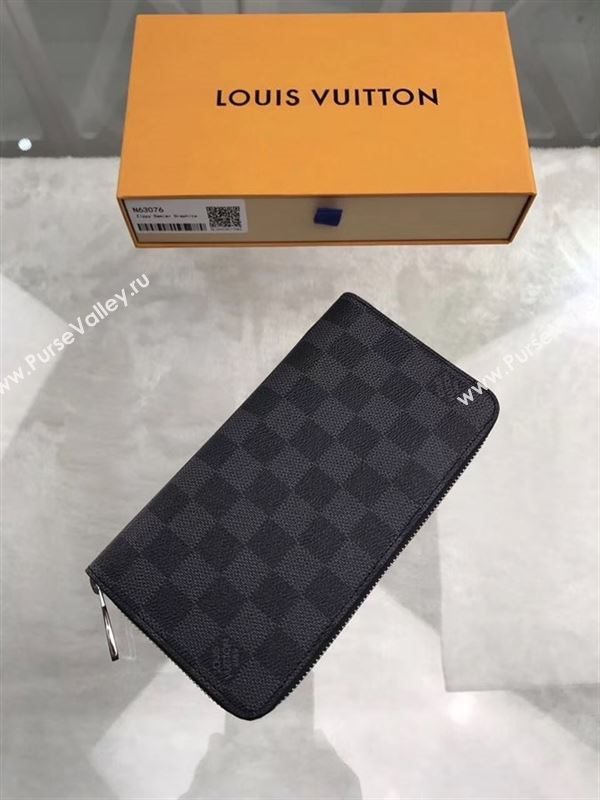 replica Louis Vuitton LV Zippy Wallet Damier Canvas Purse Bag Gray N63076