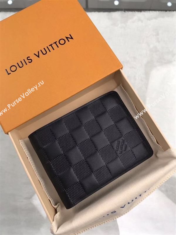 replica N63124 Louis Vuitton LV Multiple Wallet Damier Infini Leather Purse Bag Black