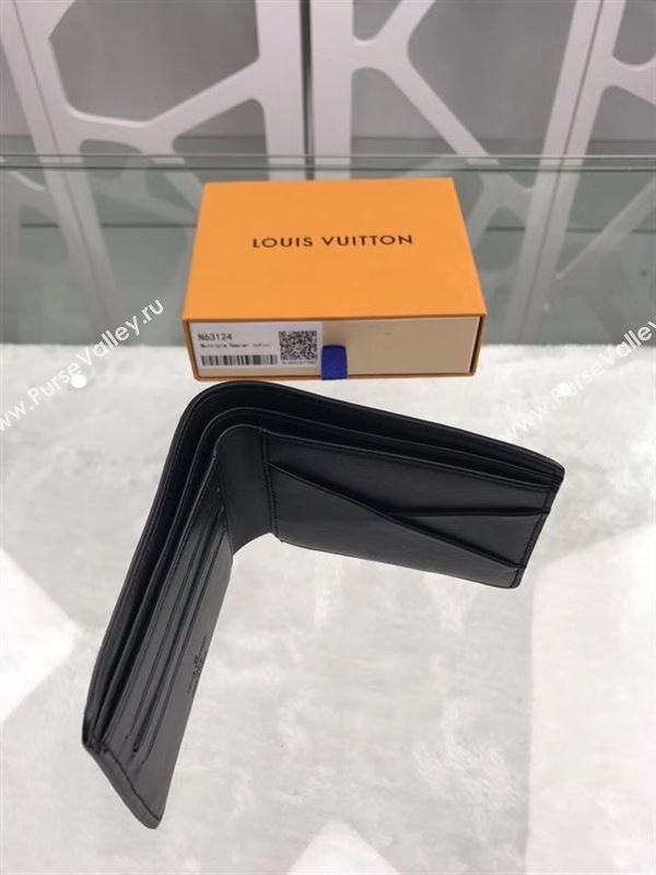 replica N63124 Louis Vuitton LV Multiple Wallet Damier Infini Leather Purse Bag Black