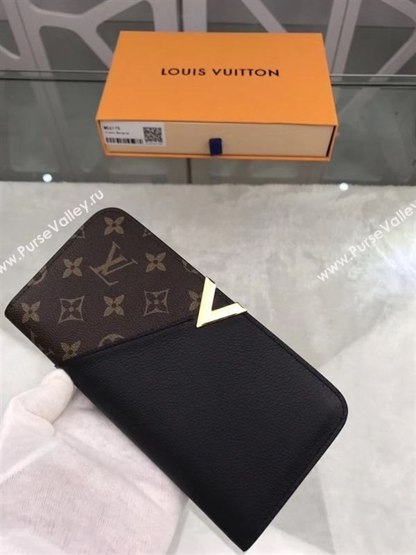 replica M56175 Louis Vuitton LV Kimono Wallet Monogram Canvas Leather Purse Bag Black