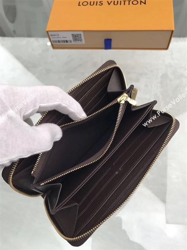 replica N60015 Louis Vuitton LV Zippy Wallet Damier Ebene Canvas Purse Bag Brown