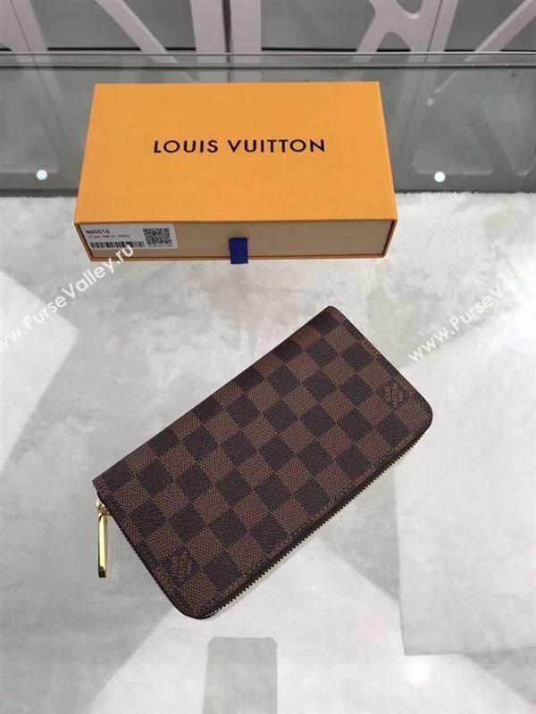 replica N60015 Louis Vuitton LV Zippy Wallet Damier Ebene Canvas Purse Bag Brown