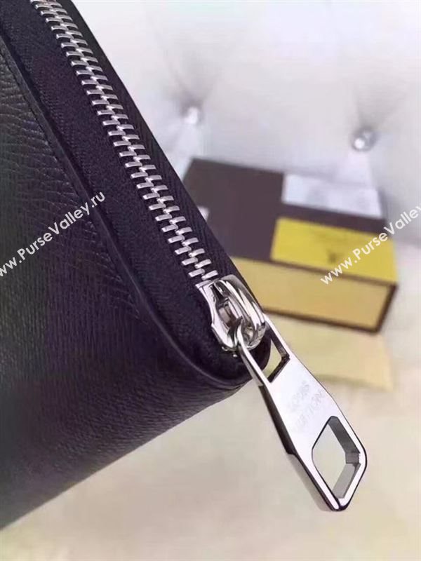 replica M32822 Louis Vuitton LV Zippy Wallet Vertical Taiga Leather Purse Bag Black