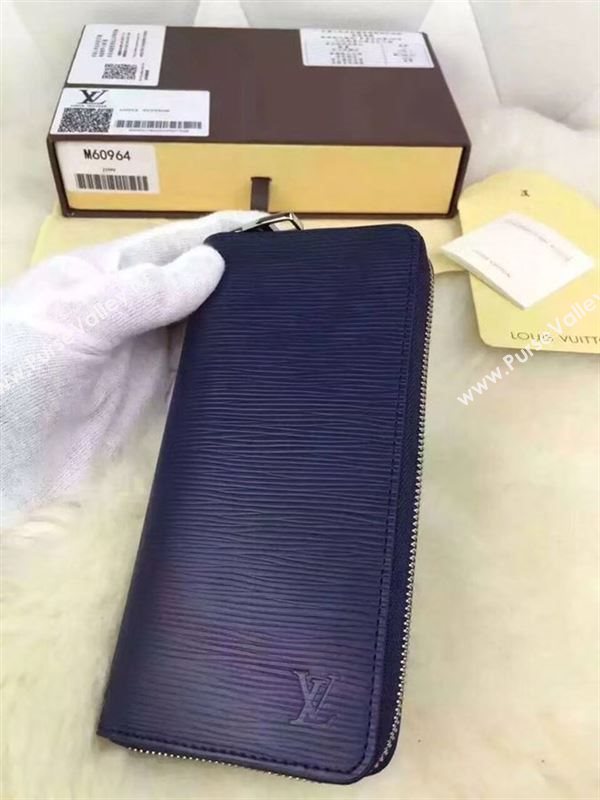 replica M60964 Louis Vuitton LV Zippy Wallet Vertical Epi Leather Purse Bag Navy