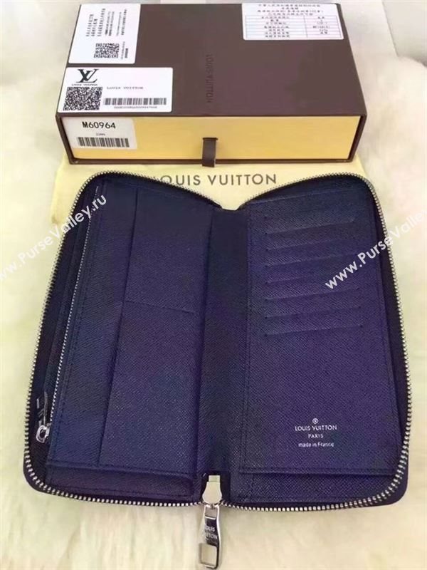 replica M60964 Louis Vuitton LV Zippy Wallet Vertical Epi Leather Purse Bag Navy