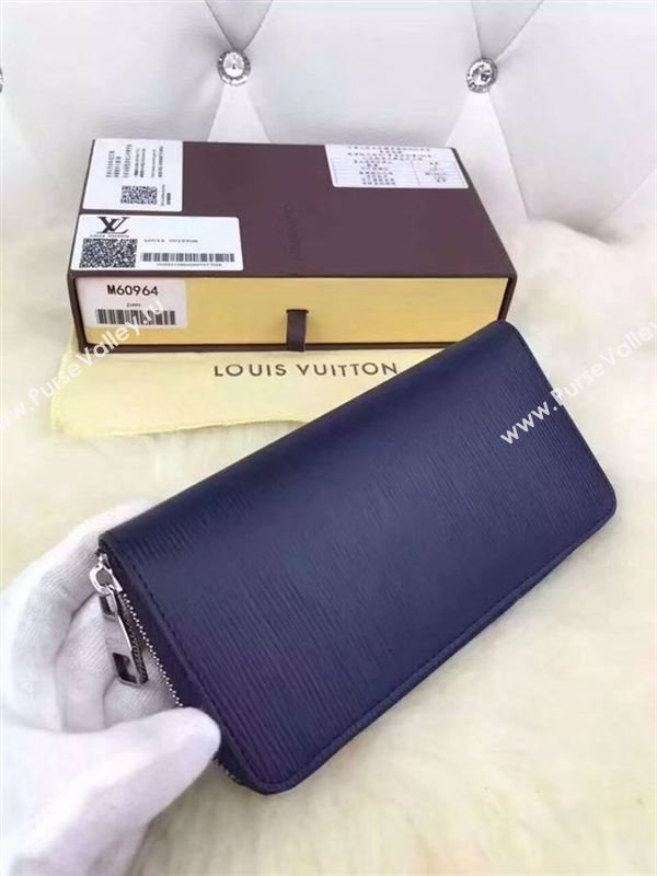 replica M60964 Louis Vuitton LV Zippy Wallet Vertical Epi Leather Purse Bag Navy