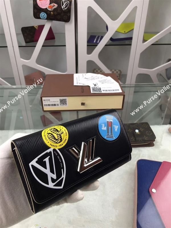 replica M62008 Louis Vuitton LV League Twist Wallet Epi Leather Purse Bag Black