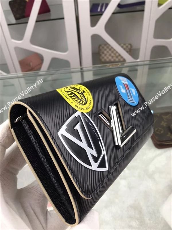 replica M62008 Louis Vuitton LV League Twist Wallet Epi Leather Purse Bag Black