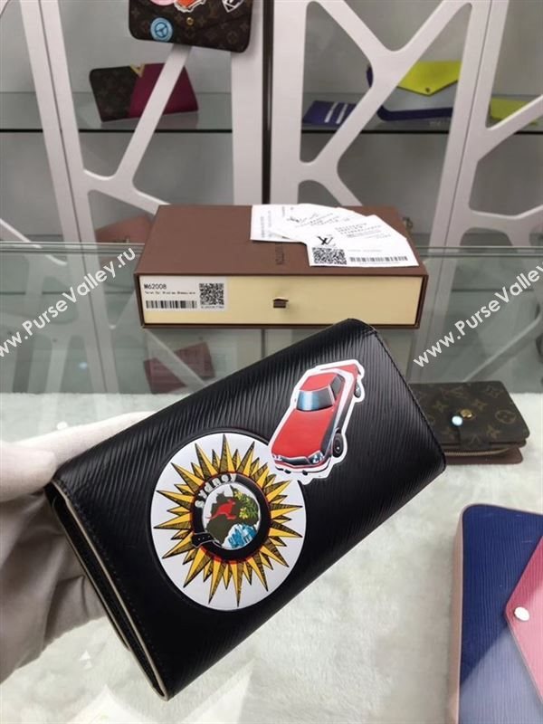 replica M62008 Louis Vuitton LV League Twist Wallet Epi Leather Purse Bag Black