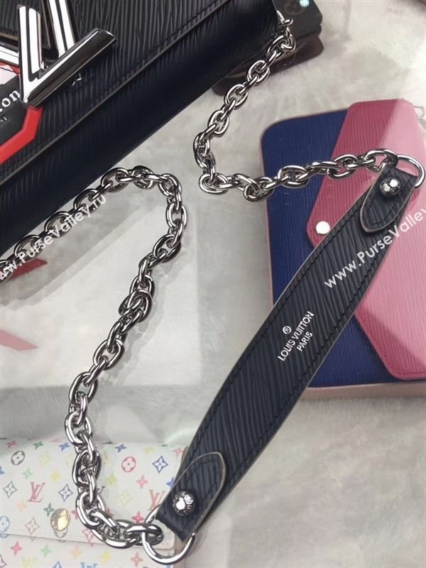 replica M62007 Louis Vuitton LV Twist Chain Wallet League Epi Leather Purse Bag Black