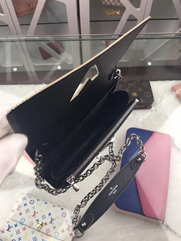 replica M62007 Louis Vuitton LV Twist Chain Wallet League Epi Leather Purse Bag Black