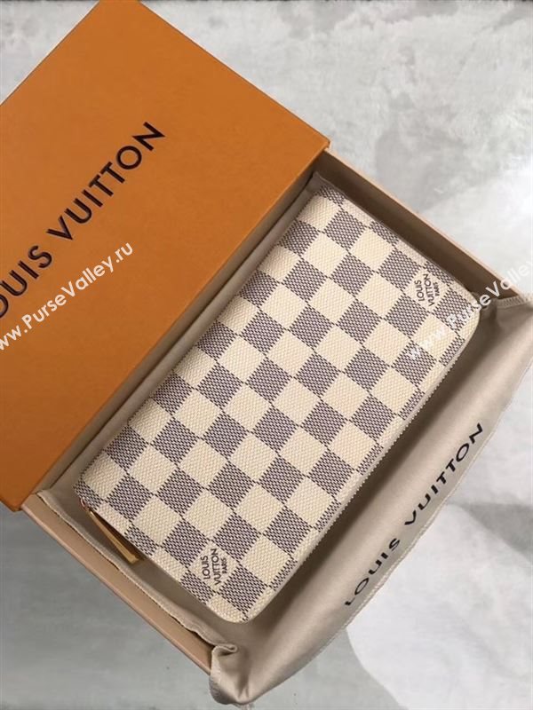 replica N60019 Louis Vuitton LV Zippy Wallet Damier Azur Canvas Purse Bag White