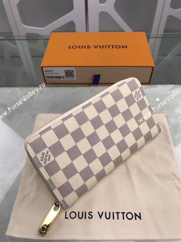 replica N60019 Louis Vuitton LV Zippy Wallet Damier Azur Canvas Purse Bag White