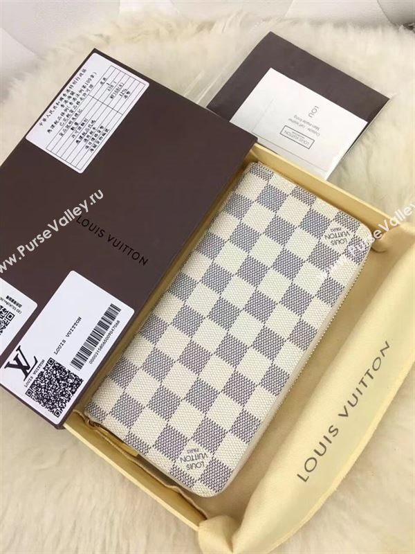 replica N63095 Louis Vuitton LV Zippy Wallet Vertical Damier Canvas Purse Bag White