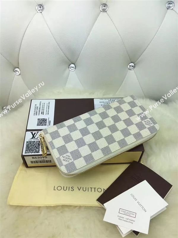 replica N63095 Louis Vuitton LV Zippy Wallet Vertical Damier Canvas Purse Bag White