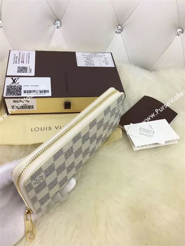 replica N63095 Louis Vuitton LV Zippy Wallet Vertical Damier Canvas Purse Bag White