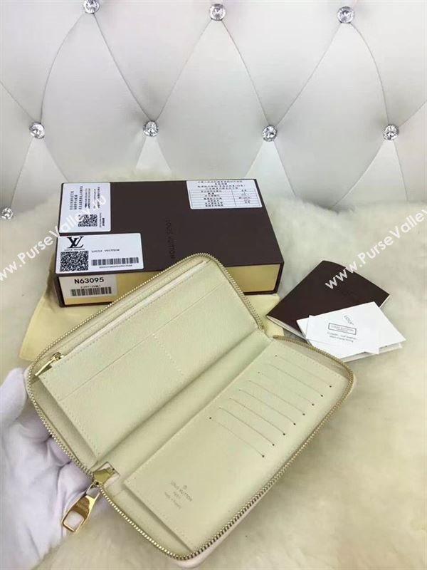 replica N63095 Louis Vuitton LV Zippy Wallet Vertical Damier Canvas Purse Bag White