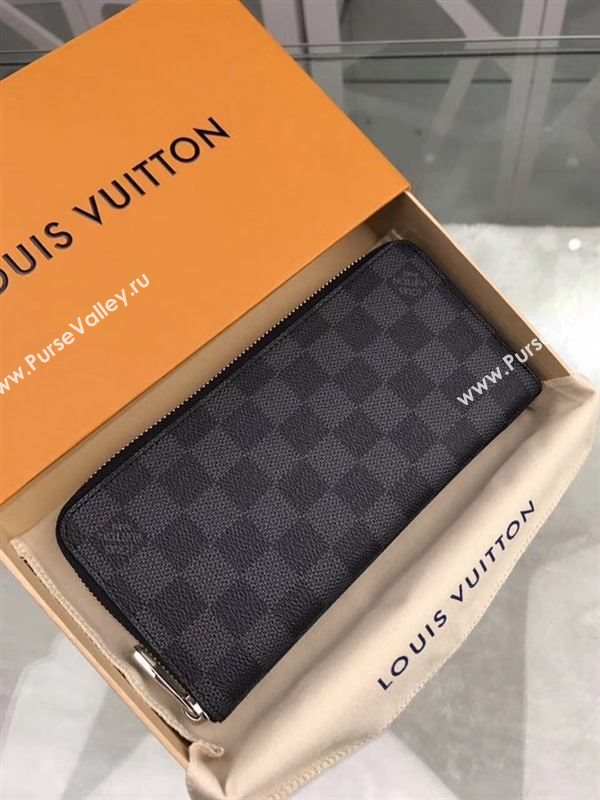 replica N63095 Louis Vuitton LV Zippy Wallet Vertical Damier Canvas Purse Bag Gray