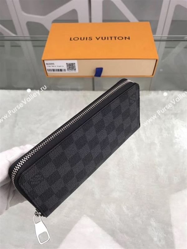 replica N63095 Louis Vuitton LV Zippy Wallet Vertical Damier Canvas Purse Bag Gray