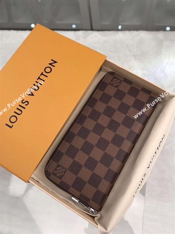 replica N61207 Louis Vuitton LV Zippy Wallet Vertical Damier Canvas Purse Bag Coffee