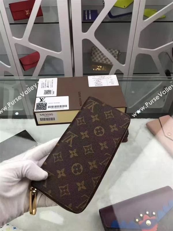 replica M63095 Louis Vuitton LV Zippy Wallet Vertical Monogram Canvas Purse Bag Brown