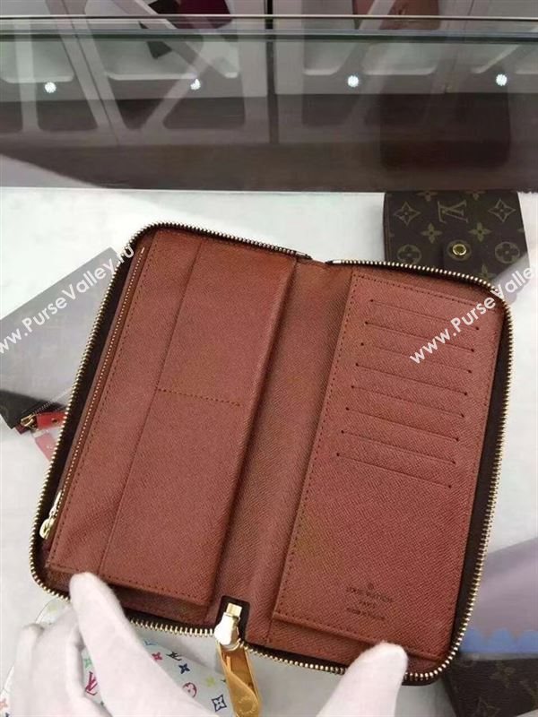replica M63095 Louis Vuitton LV Zippy Wallet Vertical Monogram Canvas Purse Bag Brown