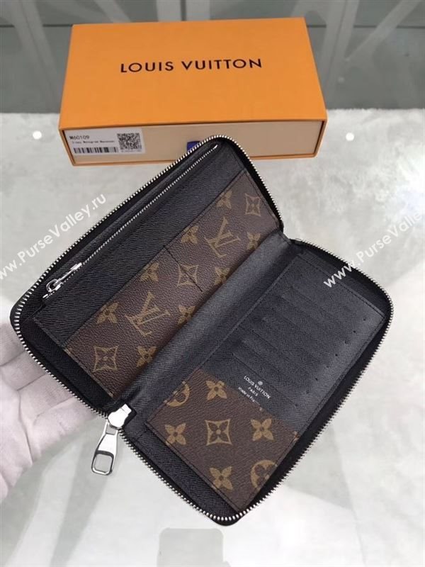 replica M60109 Louis Vuitton LV Zippy Wallet Vertical Monogram Canvas Purse Bag Brown