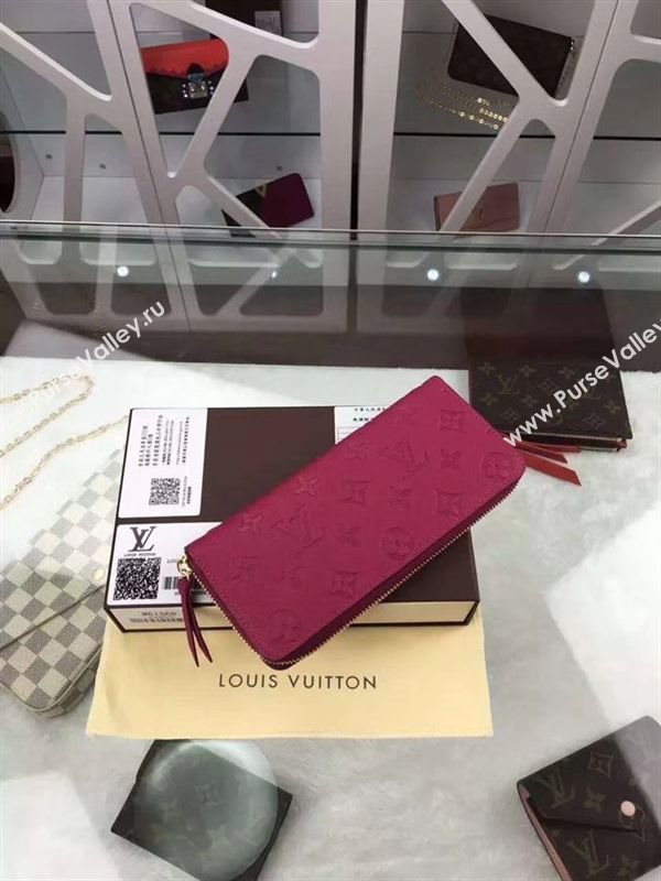 replica M61568 Louis Vuitton LV Clemence Wallet Monogram Leather Purse Bag Rose