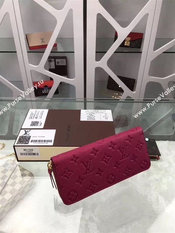 replica M61568 Louis Vuitton LV Clemence Wallet Monogram Leather Purse Bag Rose