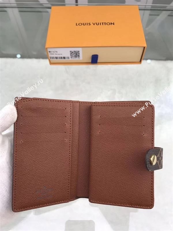 replica Louis Vuitton LV French Wallet Monogram Canvas Purse Bag Brown M61674