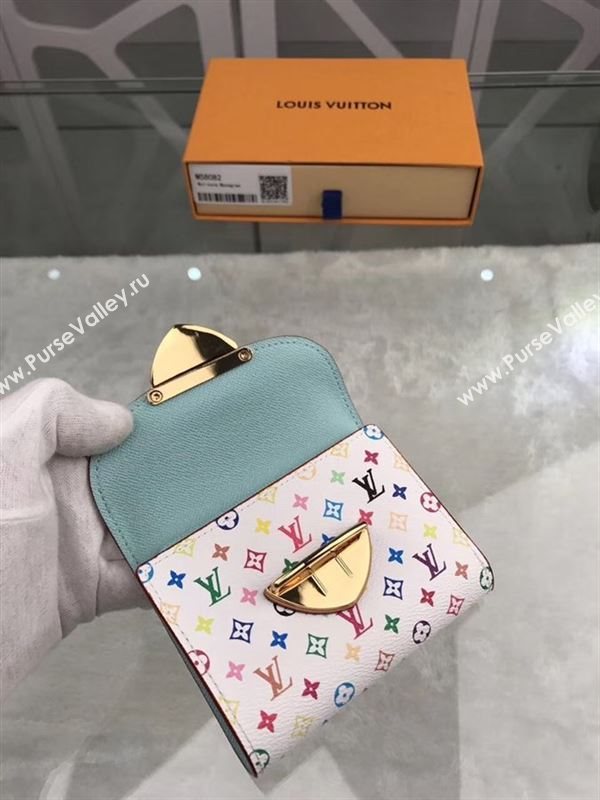 replica Louis Vuitton LV Joey Three Fold Wallet Monogram Purse Bag Blue M58082