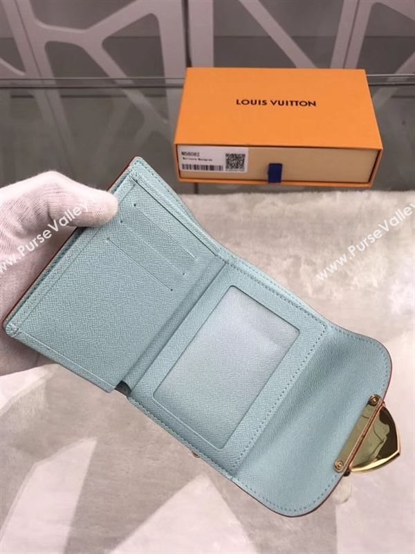 replica Louis Vuitton LV Joey Three Fold Wallet Monogram Purse Bag Blue M58082