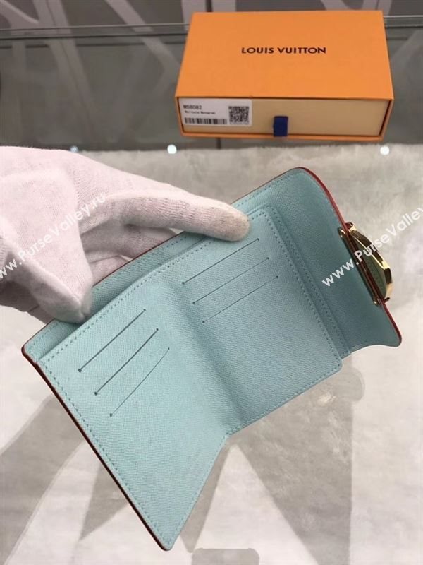 replica Louis Vuitton LV Joey Three Fold Wallet Monogram Purse Bag Blue M58082